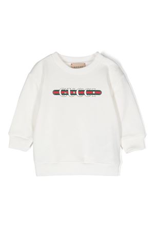 felpa in cotone bianco GUCCI KIDS | 629430XJGPJ9214